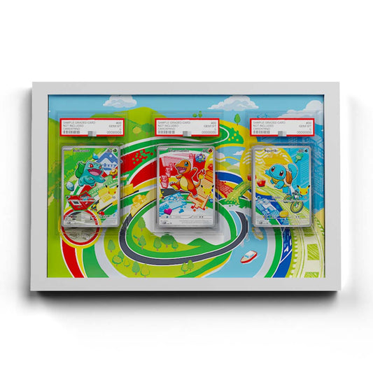 Gen #1 First Partners - Extended Artwork Framed Pokemon Cards Display