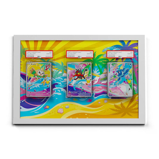 Gen #7 First Partners - Extended Artwork Framed Pokemon Cards Display