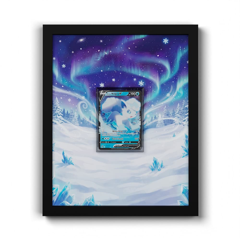 033/195 Alolan Vulpix V - Extended Artwork Framed Pokemon Card Display
