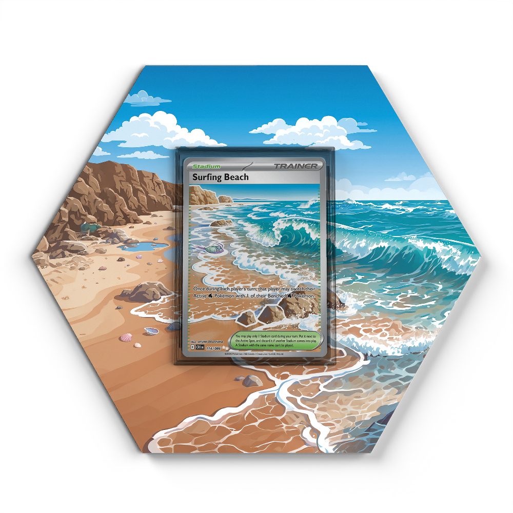 114/086 Surfing Beach - Extended Artwork Pokemon Card Display