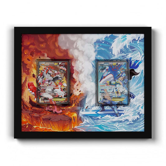 15/34 Groudon & 6/34 Kyogre - Extended Artwork Framed Pokemon Card Display