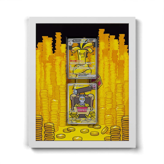 198 Gimmighoul & 252 Gholdengo - Extended Artwork Framed Pokemon Card Display