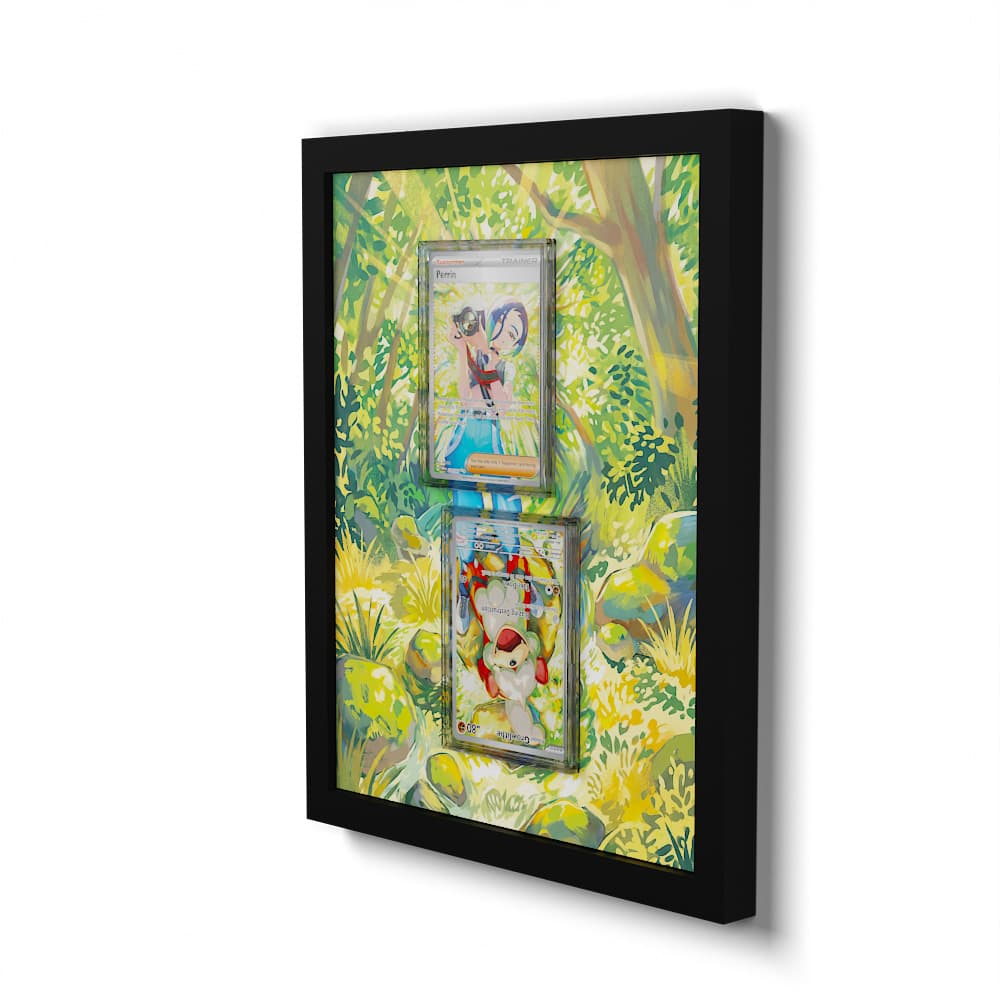 181 Growlithe & 220 Perrin - Extended Artwork Framed Pokemon Card Display