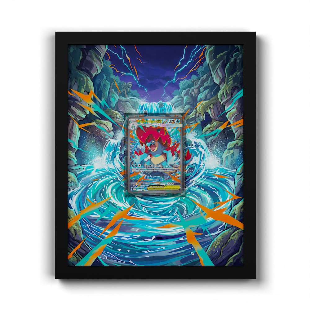 274/217 Mega Feraligatr EX - Extended Artwork Framed Pokemon Card Display