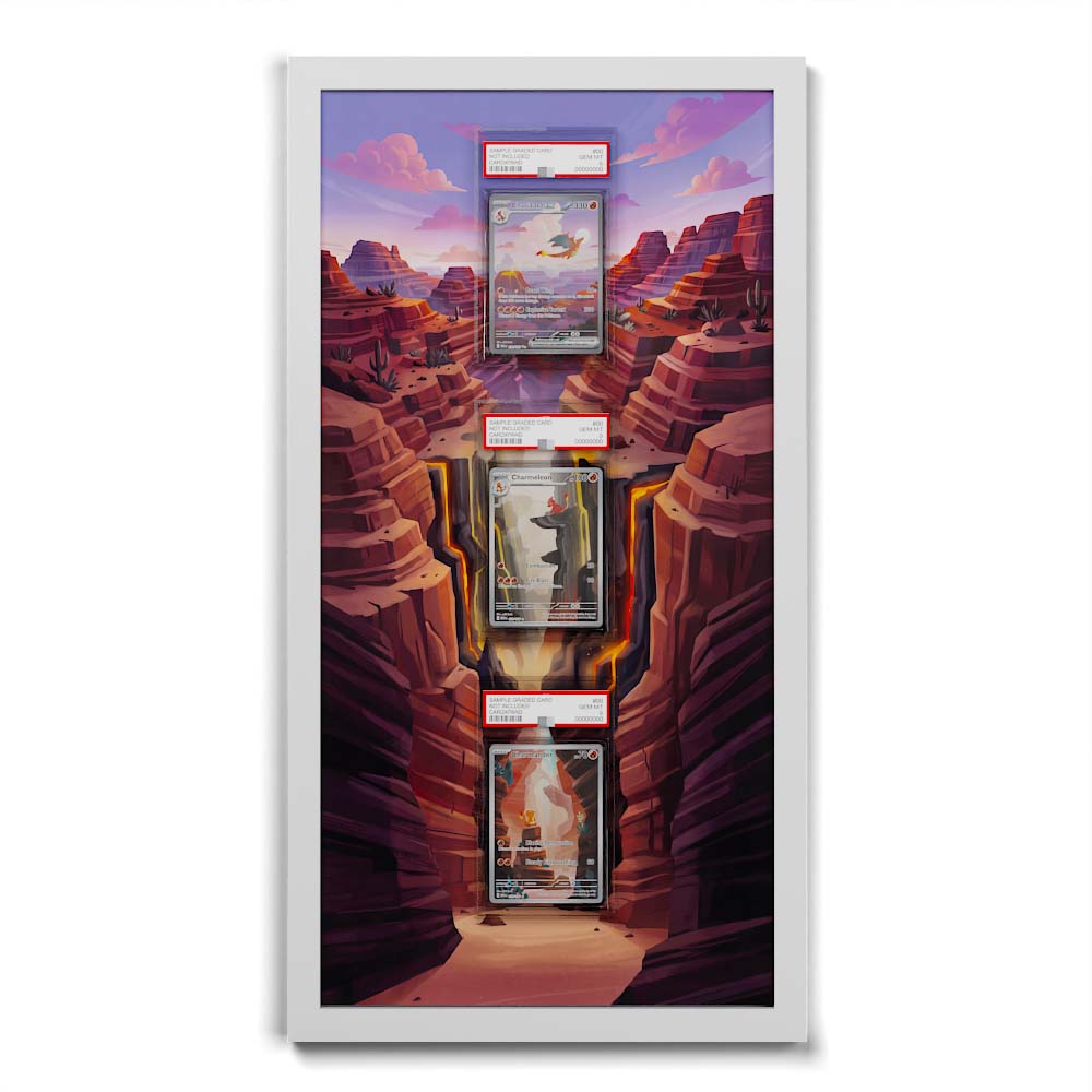 168 Charmander, 169 Charmeleon & 199 Charizard ex - Extended Artwork Framed Pokemon Card Display