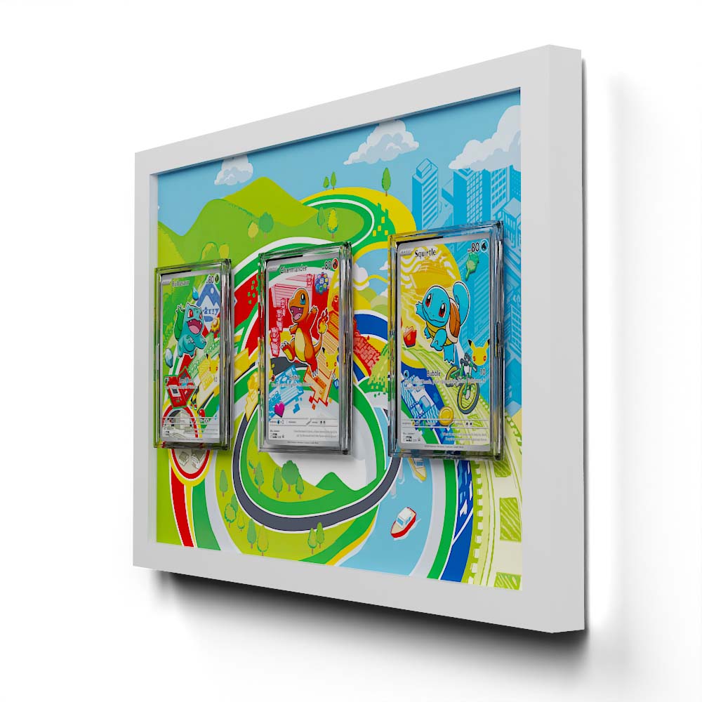 Gen #1 First Partners - Extended Artwork Framed Pokemon Cards Display
