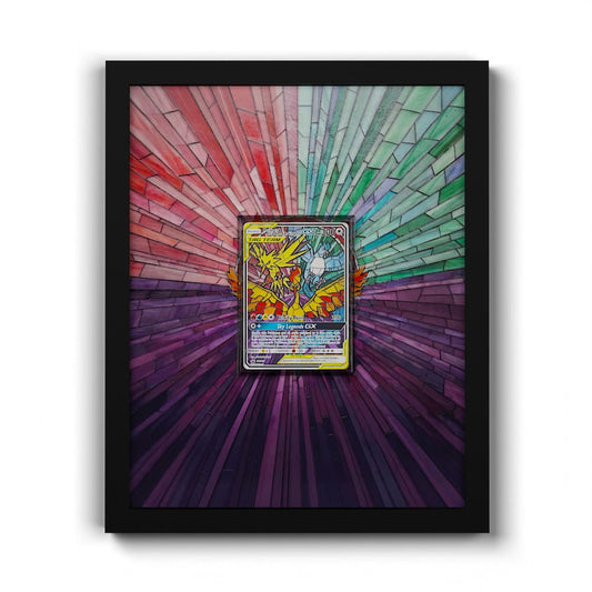 SM210 Moltres, Zapdos & Articuno GX - Extended Artwork Framed Pokemon Card Display